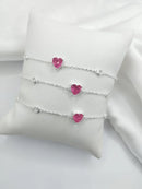 Pulseira Zircônia Coração- Prata 925