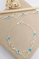Pulseira Coração infinito 19cm - Prata 925
