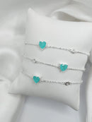 Pulseira Zircônia Coração- Prata 925