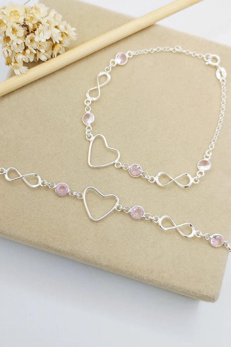 Pulseira Coração infinito 19cm - Prata 925