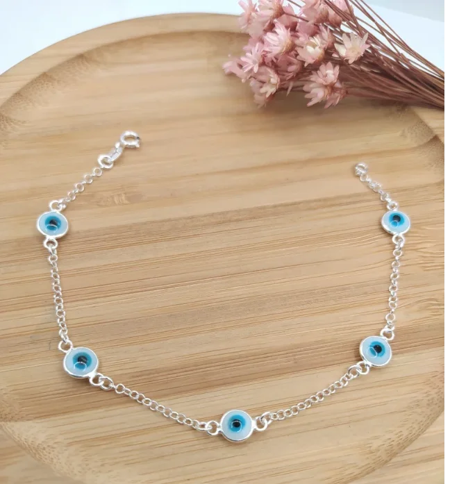 Pulseira Olho Grego 21cm - Prata 925