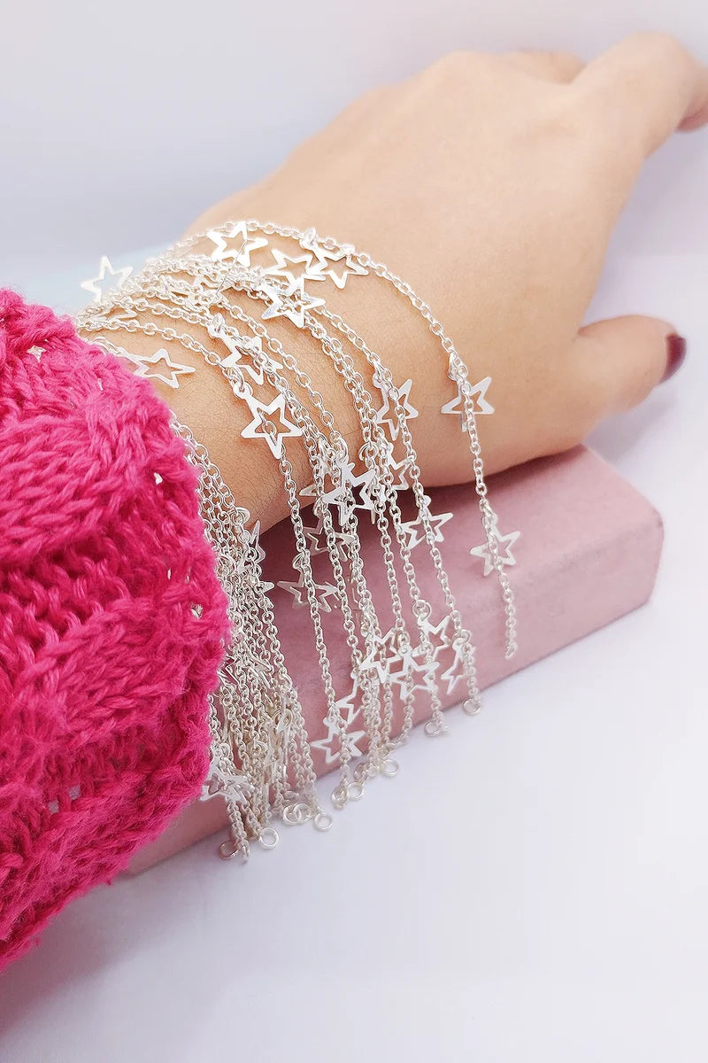 Pulseira Estrela Pendurada 19cm - Prata 925